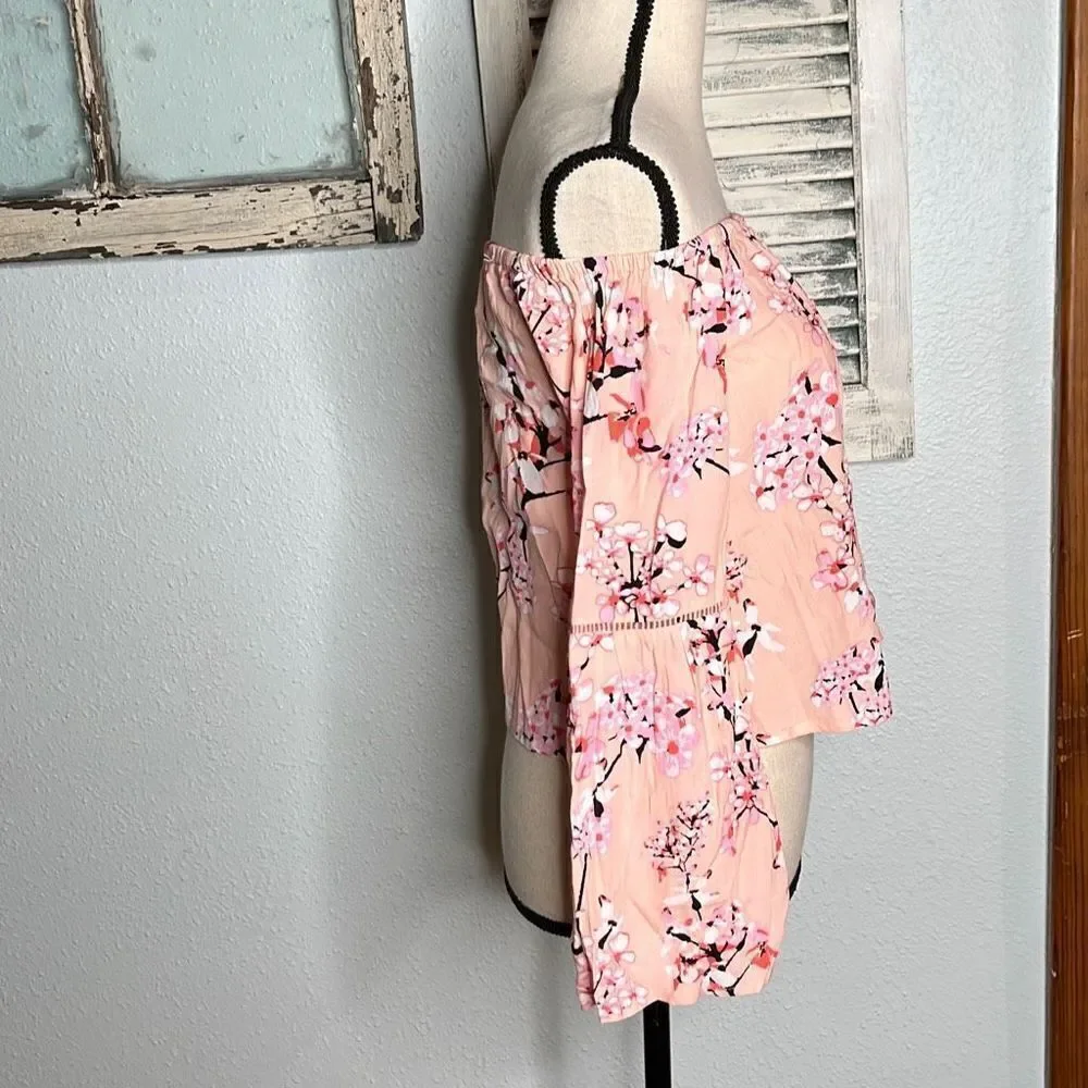 Cupcakes And Cashmere Cherry Blossom Off Shoulder Blouse Crop Top Trim Size Extr - Picture 8 of 11